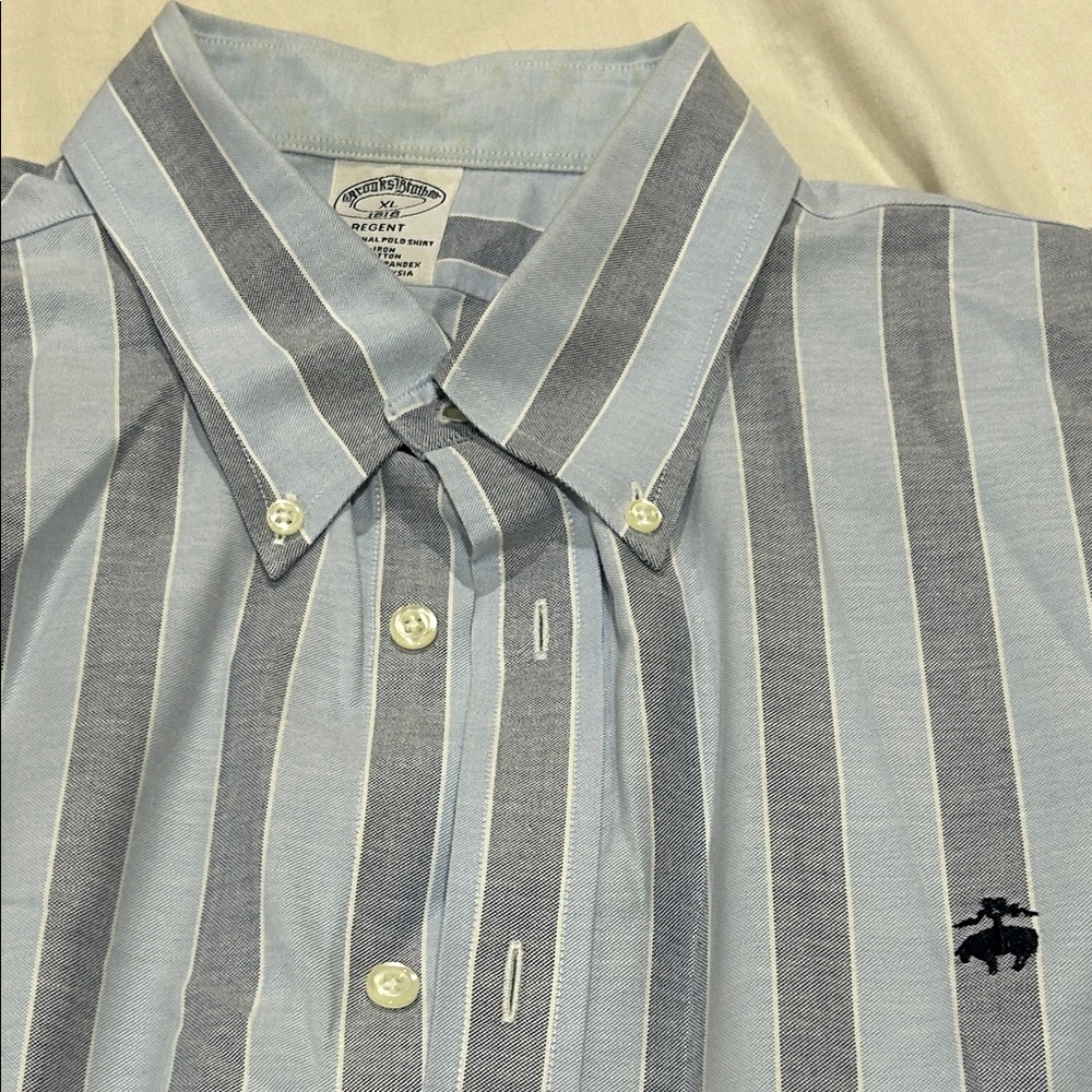 Men's Brooks Brothers Blue and Gray Striped Shirt